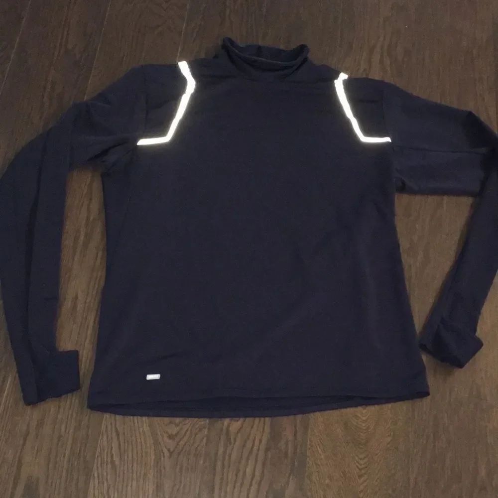 Blue thick Nike Reflective Running turtle neck dri fit shirt sweatshirt XL